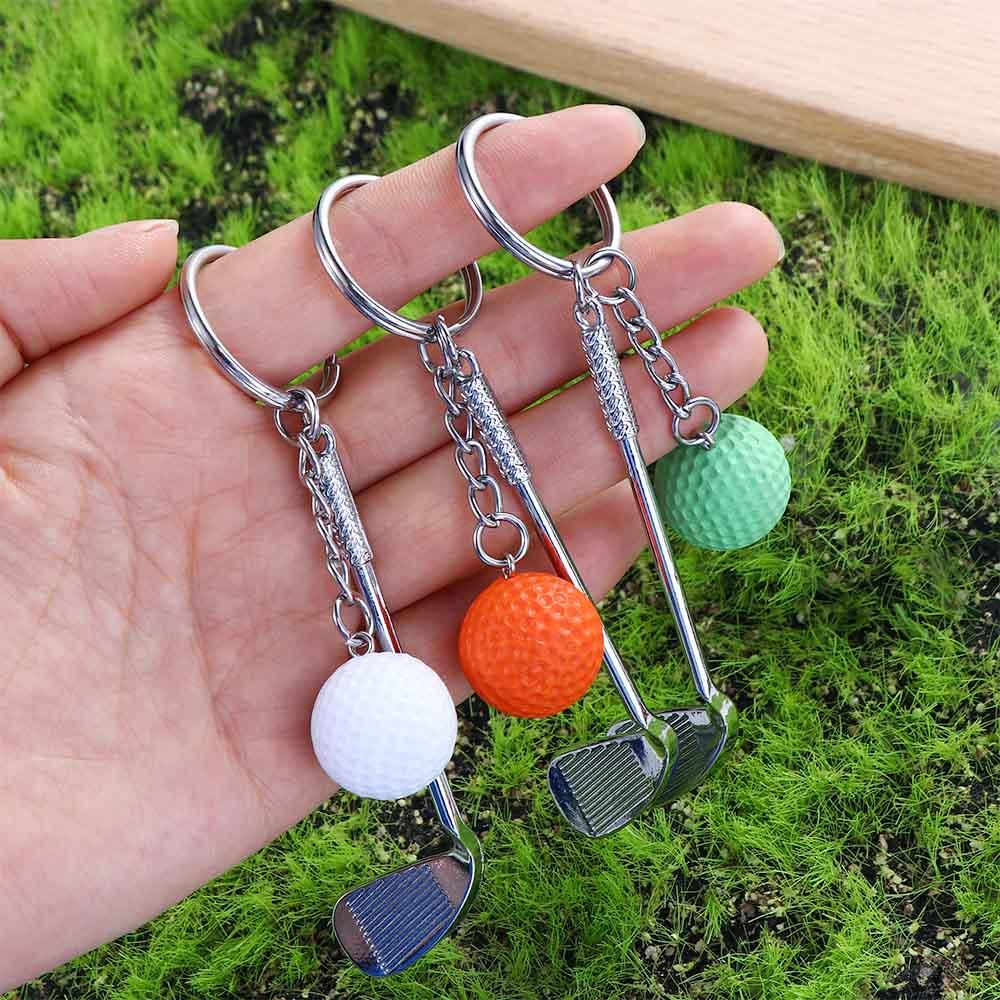 Car Key Chain Bag Charms For Gift Metal Keychain Golf Ball Key Chain Mini Golf Racket Ball Pendant