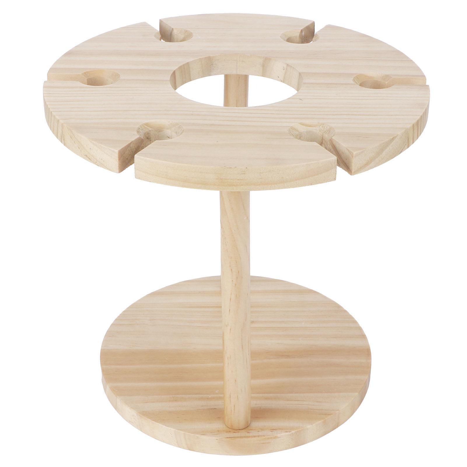 

Wooden Wine Rack Glass Cup Holder Organizer Tabletop Display for 6 Glass and 1 Wine Bottle
