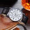 Classic Three-Eye Men's Quartz Watch - Fashionable Timepiece with Date Display and Leather Strap - Ideal Gift for Him