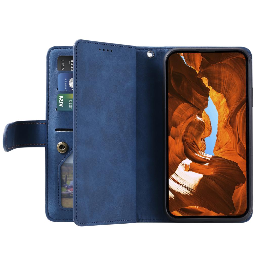 Für Motorola Edge 50 Pro 5G Hülle 9 Kartenfächer Leder Brieftasche Handyhülle mit Reißverschlusstasche