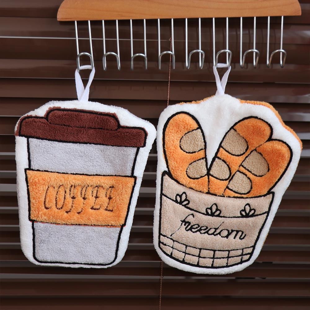 4Pcs/Set Absorbent Kitchen Hand Cloth Coffee Pattern Kitchen Cleaning Cloth Hand Towel  Kids