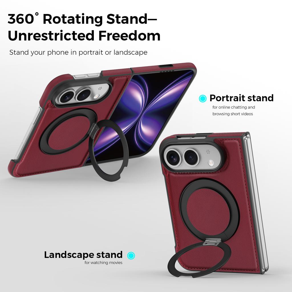Case For Iphone Duo Business Leather Texture Rotating Bracket Case Magnetic Wireless Charging Charging Phone Cover