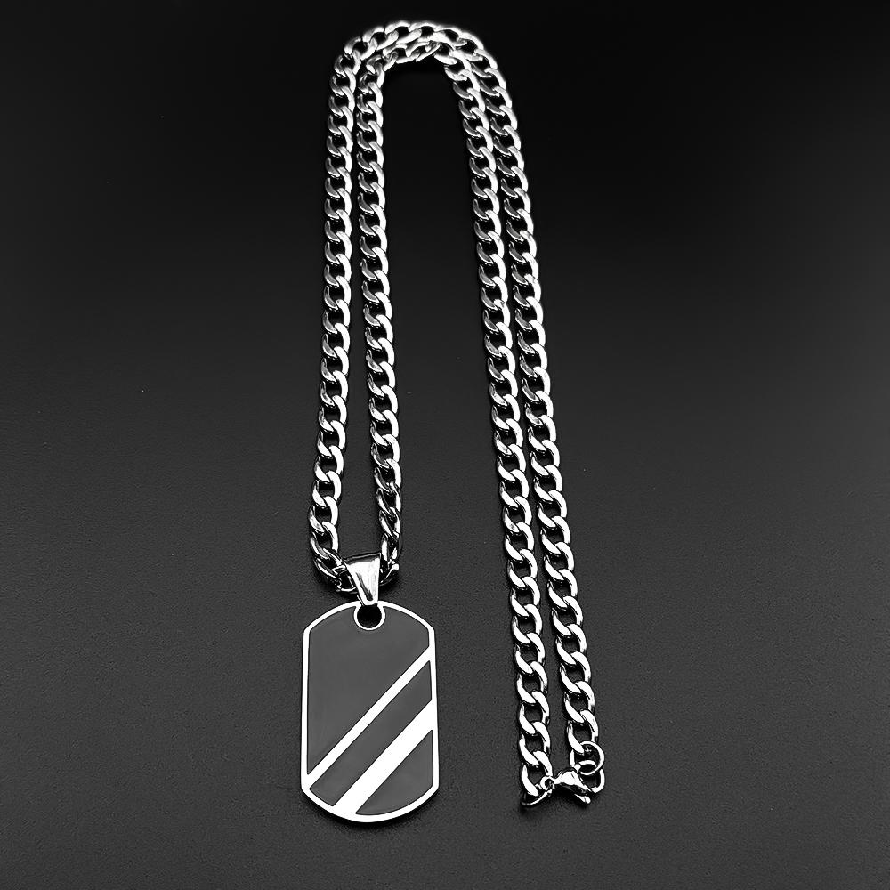 Collier Pendentif Plaque Militaire Acier Inoxydable Émail Noir pour Homme Petit Ami Couleur Dorée Breloque Chaîne Masculine Géométrique Bijoux Punk Cadeau
