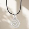 Geometric Pendant Necklace With Vintage Handwoven Leather Cord For Women