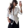 New Women's Slim Fit Asymmetric Blazer Jacket Long Sleeve Fashion Elegant Top
