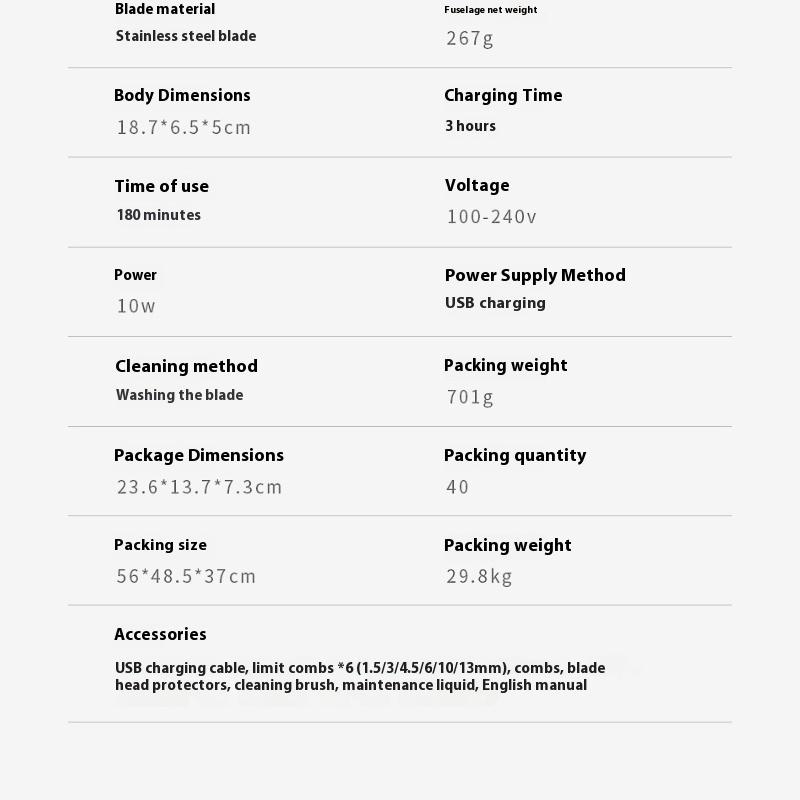 Mașină de tuns electrică de înaltă putere, prietenoasă cu pielea, complet metalică pentru bărbați, cu afișaj LCD, baterie de lungă durată de înaltă putere, reîncărcabilă și cu dublă utilizare, cu fir și fără fir