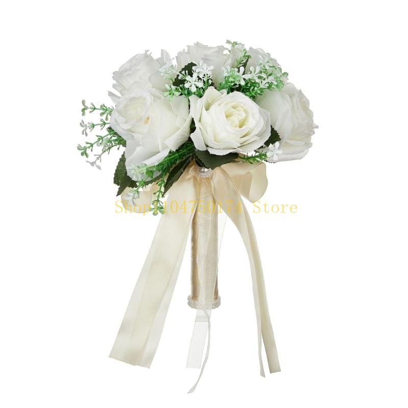 Artificial Rose Bouquets for Bride Soft Artificial Rose Bridal Bouquets Beautiful Flower Arrangement for Weddings top sale