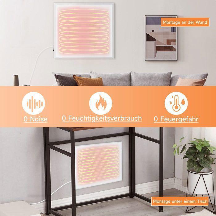 Chauffage mural infrarouge - NETTLIFE - 350W - Blanc - Montage mural intérieur - Chauffage rayonnant