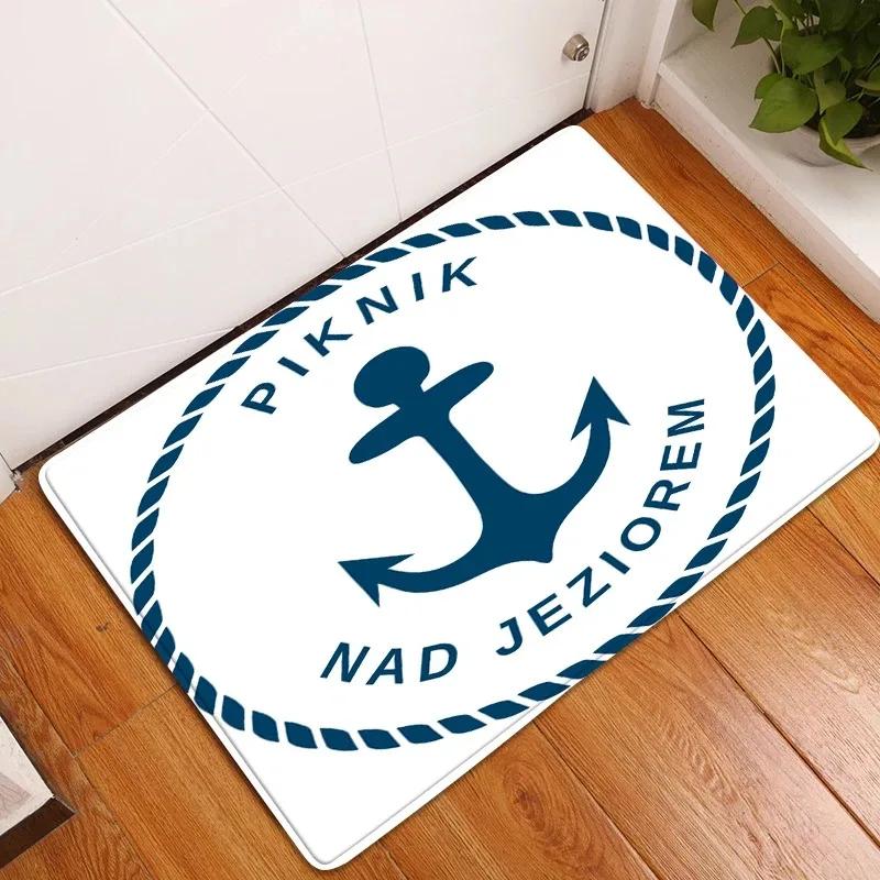 Nautical Anchor Door Mat Modern Home Outdoor Living Room Decor Anti-slip Entrance Floor Carpet Washable Hallway Bath Kitchen Rug