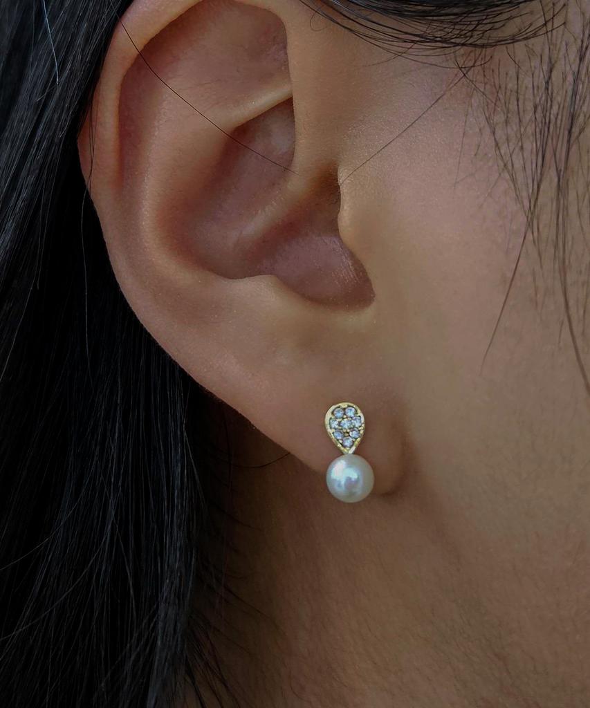Helene Jewelry 14K Freshwater Pearl Clair Cubic Earrings