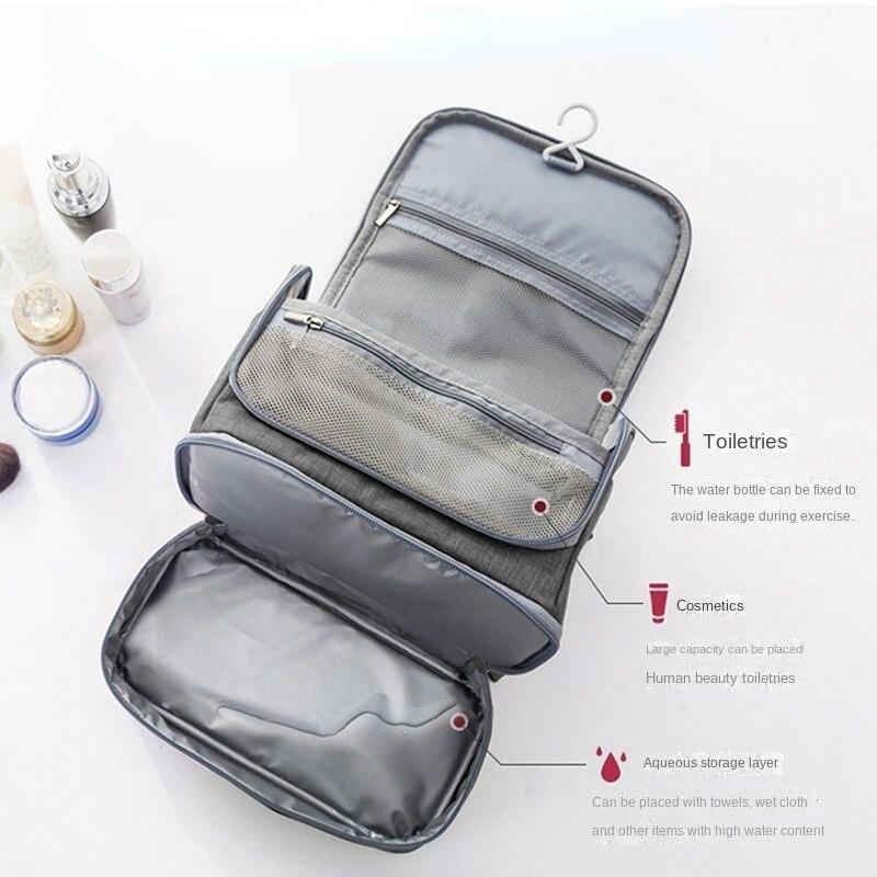 Travel Makeup Storage Bag Polyester Large Capacity Waterproof Dry Wet Separation Bag Women Travel Hook Wash Bag