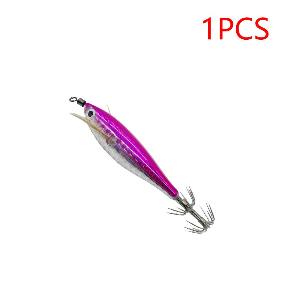 3/2/1PCS 5.5g Laser Luminous Floating Horizontal Wood Shrimp Egi Lure Squid Jigging Shrimp Hook Octopus Cuttlefish Fishing Baits