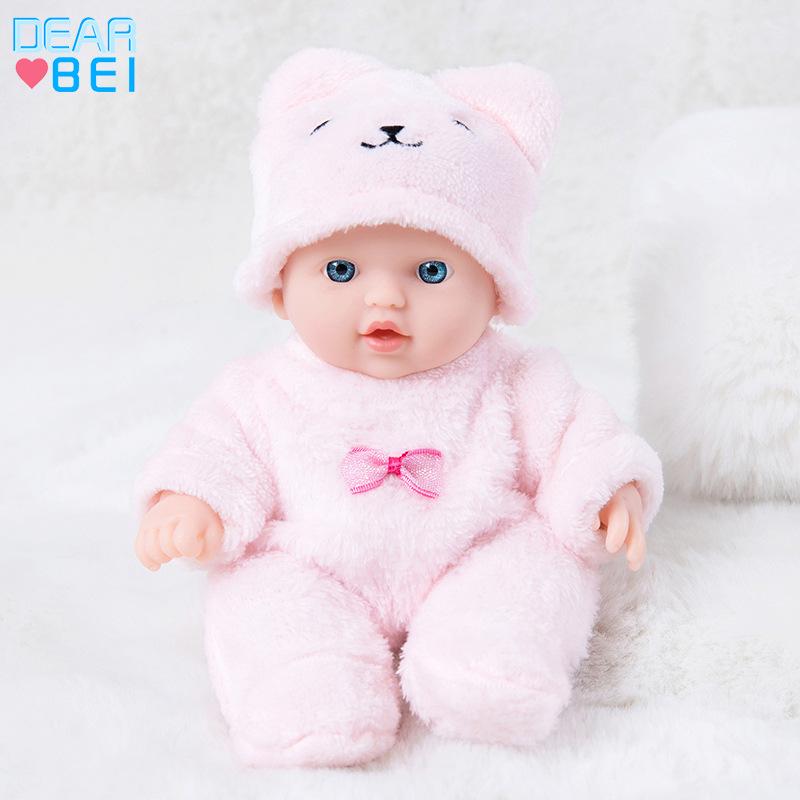 

Мягкая резиновая кукла для младенца в милом костюмчике с мишкой - 20 см кукла реборн для девочек 8-inch Doll