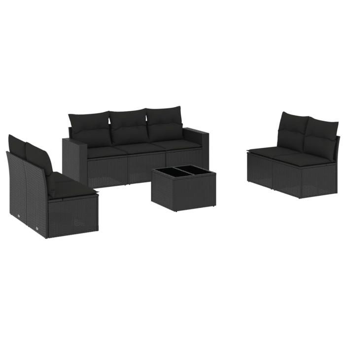 VidaXL Salon de jardin 8 pcs avec coussins noir résine tressée 3251172