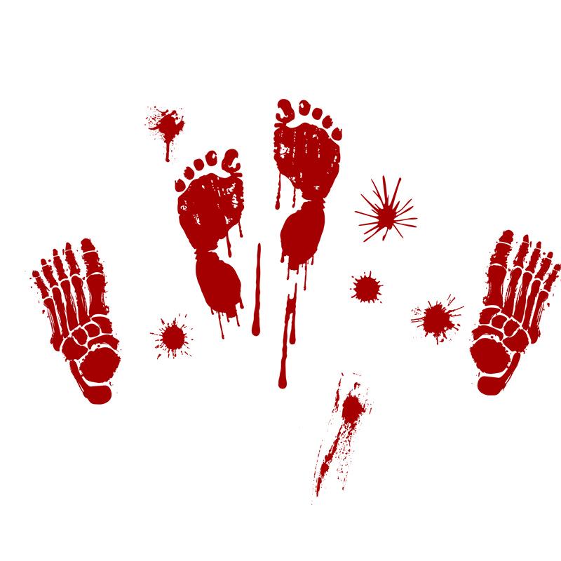 Scary Halloween Stickers: Door & Window Decals, Pumpkin Footprints, Blood Handprints