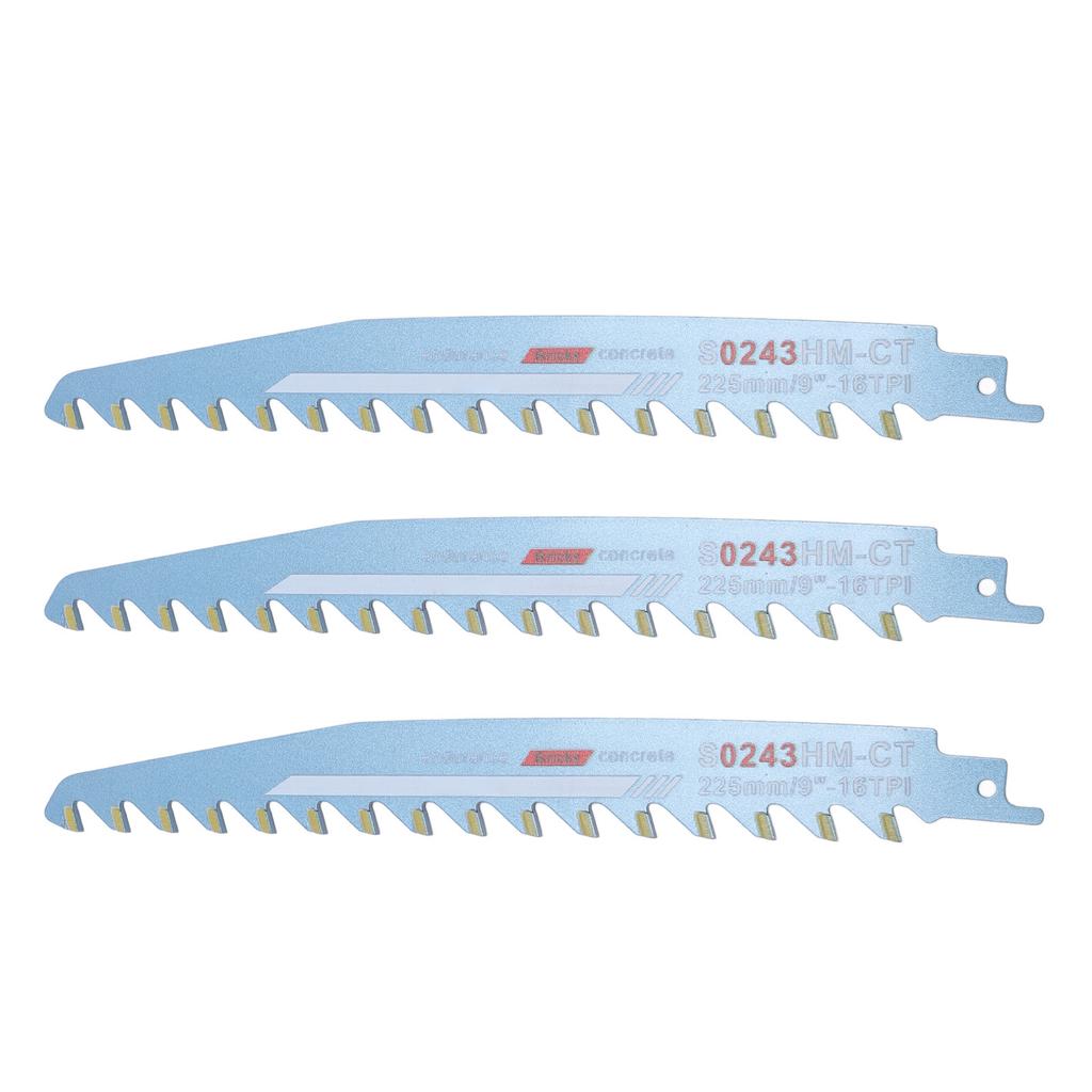 3 Stück Säbelsägeblatt Blau 9 Zoll 16 Zähne pro Zoll Hartmetallschneiden Säbelsägeblätter für Porös