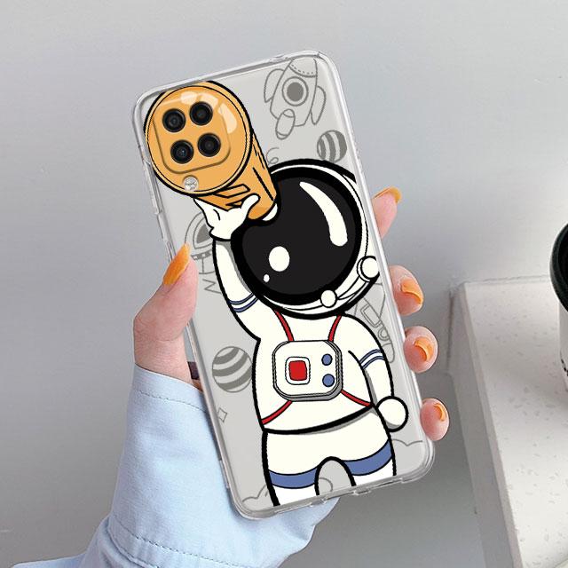 

Чехол для Samsung Galaxy A52 A12 A51 A71 A32 A21s A22 A53 A23 A13 A03 A02 A41 A33 A11 A72 A73, милый чехол для телефона с изображением космонавта Samsung A52 4G(5G)