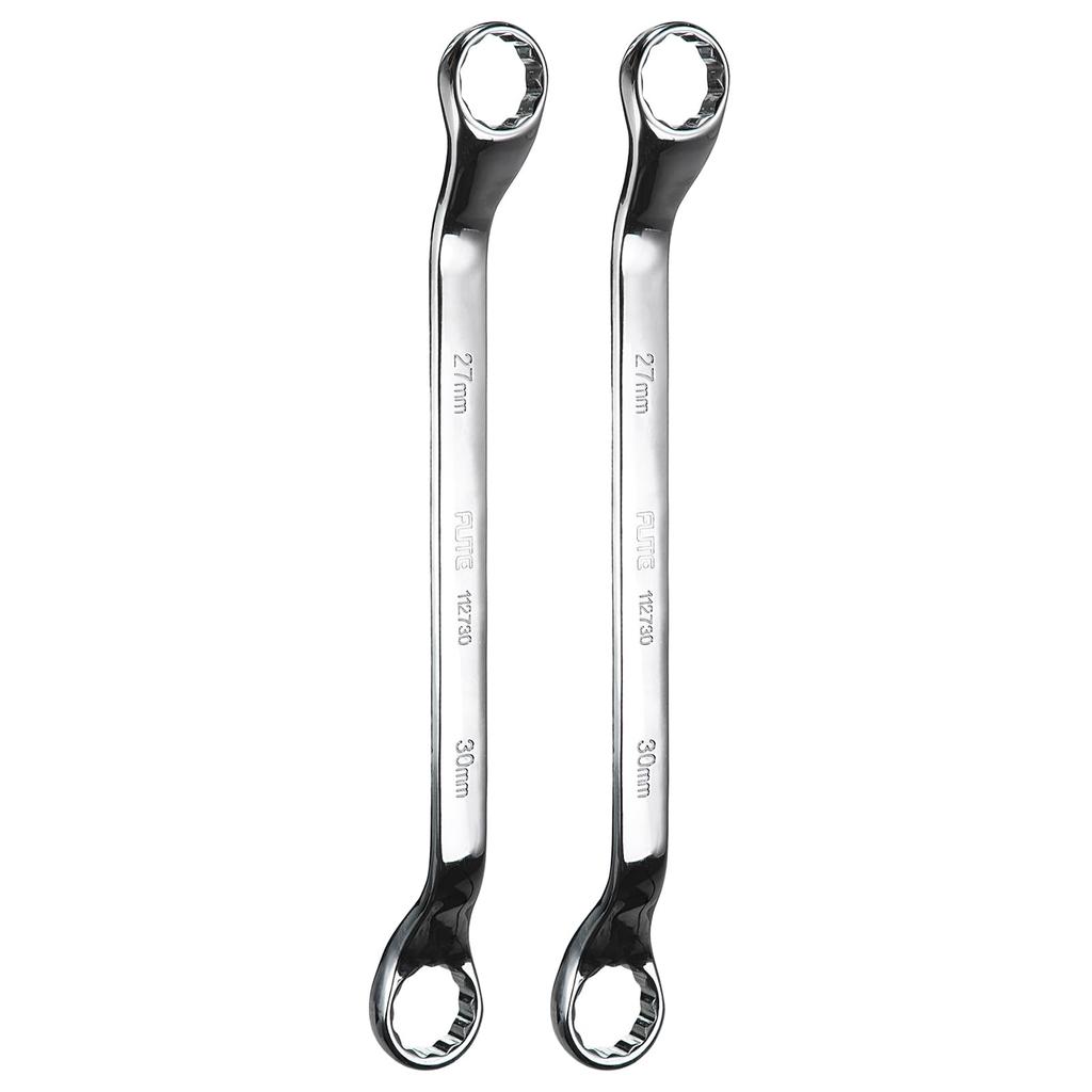 uxcell 2pcs 45 Degree Offset Box End 27mm x Metric Steel Double Box Long Industrial Torx Box Wrench Tool for Automotive and Home Repairs Wrench, 30mm,