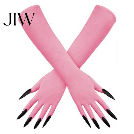 Comfortable Spooky Gloves 1 Pair Halloween Ghost Claw Gloves, Long Fingernail Witch Costume Elastic Polyester Accessory, Dark Party Performance