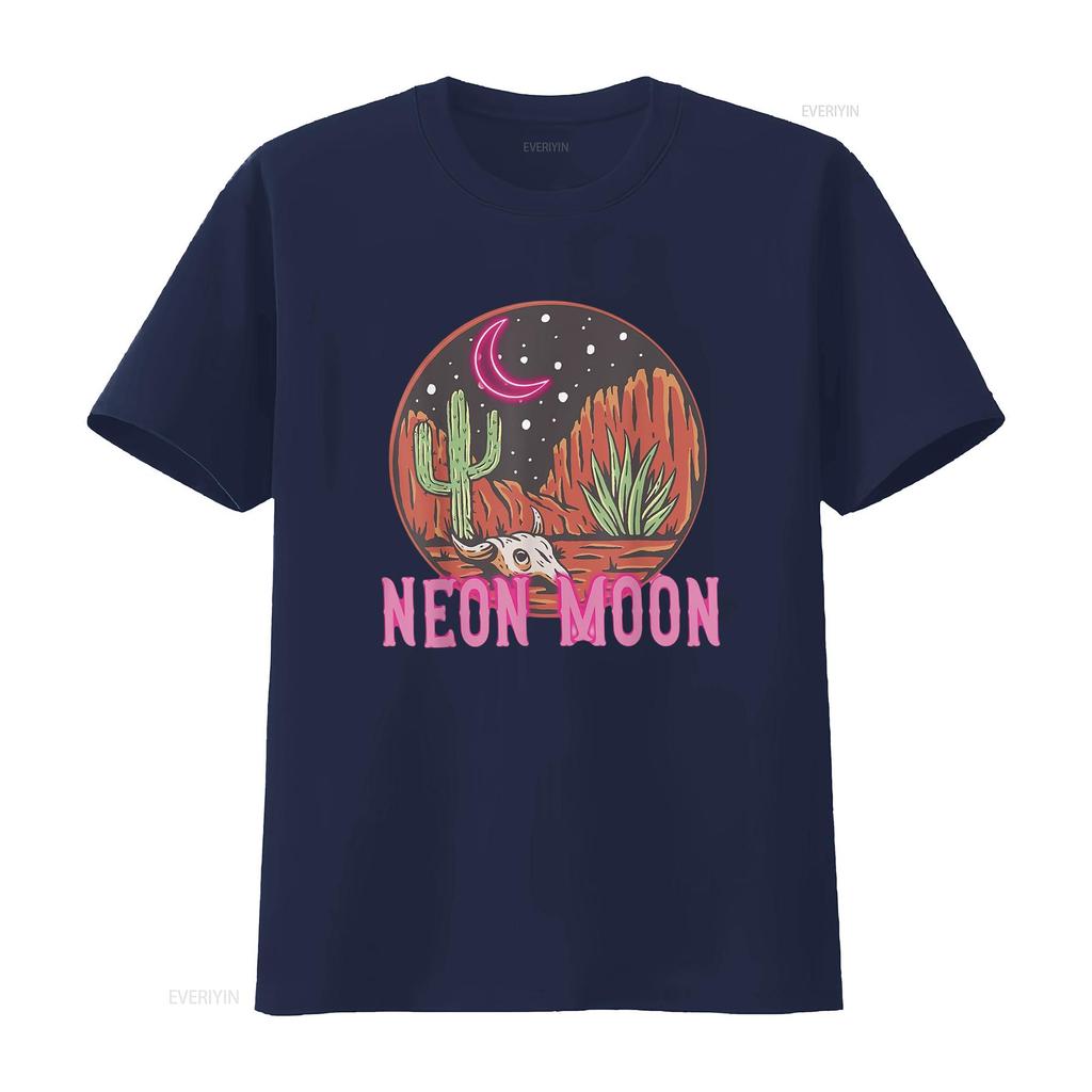 Neon Moon 90s Cactus Desert Country Western Cowboy Cowgirl T Shirt vintage Washed Versatile Stretched streetwear graphic Soft