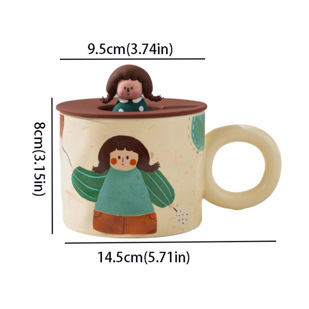 Handpainted Cartoon Ceramic Coffee Mugs Printed Pigmented Breakfast Plates  Household Use
