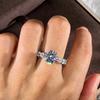 E-Commerce Copper Set Diamond Zircon Royal Blue Heart Ring Oval Flower Type Engagement Women'S Jewelry