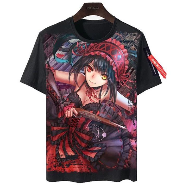 DATE A LIVE Косплей Аниме Манга Футболка Футболка Костюмы Черный Полиэстер L