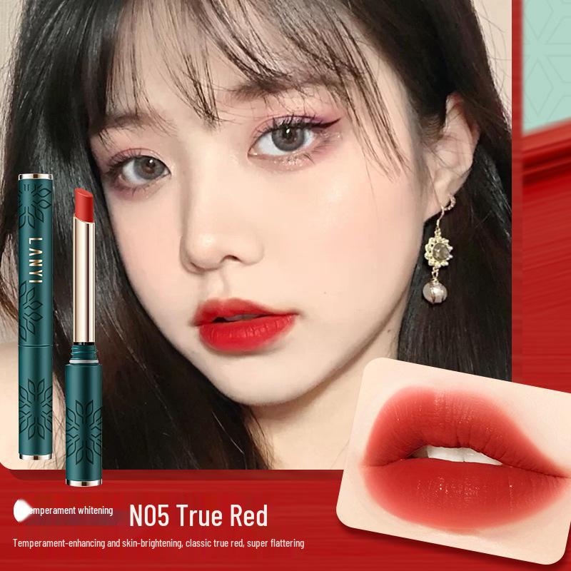 Lan Yi Cinnamon Milk Tea Matte Velvet Lipstick - Non-Stick, Non-Fading, Waterproof.