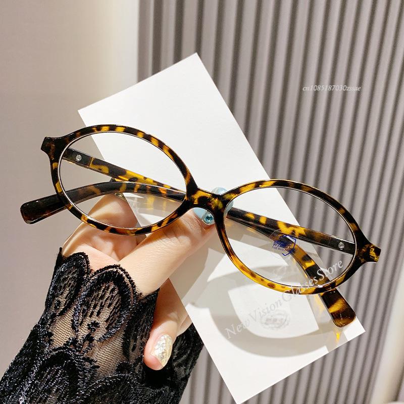 Retro Ovale Rahmen Brille Damen Weiblich Süß Cool Brillen Trend Lese Computer Anti Blaulicht Brille