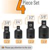 4PCS Impact Socket Adapter Reducer Set 1/2 3/8 1/4 Inch Use Wrenches Drills In Auto and Impact Driver Construction Work