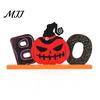 Density Board Craft Ornaments Wooden Halloween Table Ornament, Trick or Treat/Boo/Happy Desktop Decoration Cartoon Ghost Wizard Hat with for