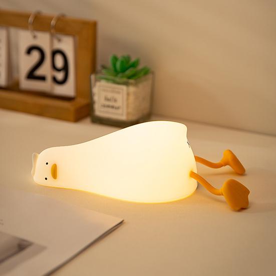 Night Light Lying Flat Duck Night Lamp Soft Warm LED Nightlight with Adjustable Brightness Portable Kids Bedside Toy Light Rechargeable Nursery Lamp