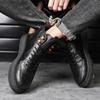 Fashion Men Casual Sneakers Ankle Boots Black PU Leather Autumn Winter Comfortable High-top Casual Shoes Soft Leahter Platform Boots Man