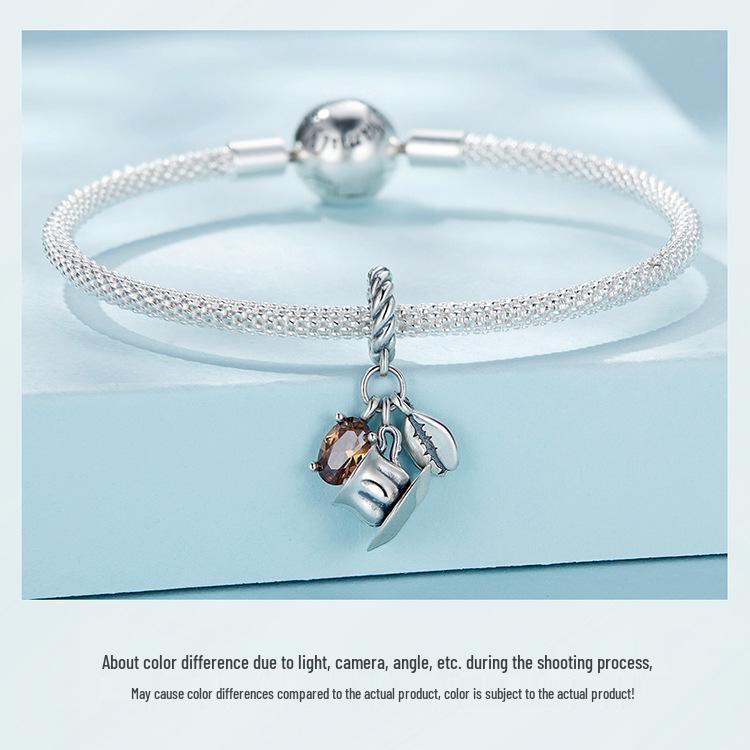 Mocha Coffee Cup Pendant - Sterling Silver S925 Jewelry SCC2467