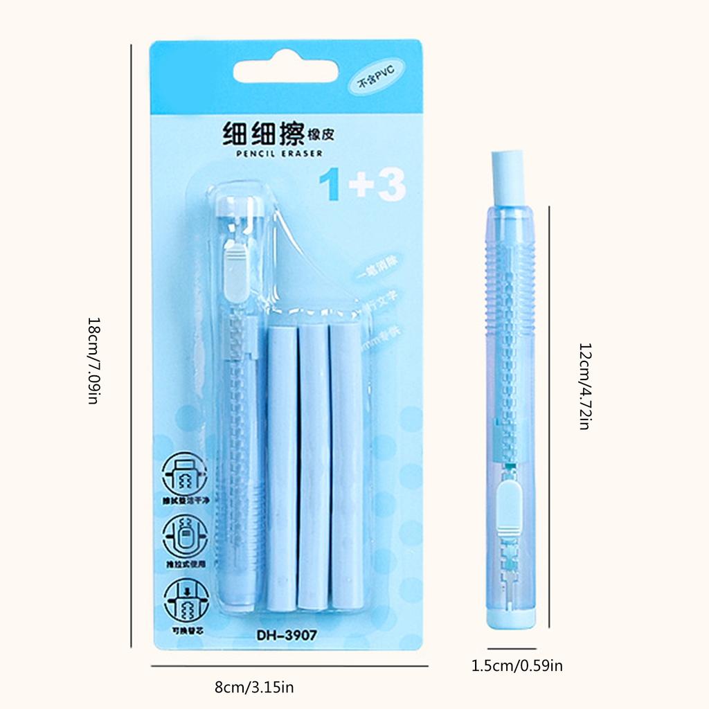 Einziehbare Radiergummis, Cartoon-Radiergummis für Bleistifte, Kunstmalerei-Radiergummis, dünne Push-Pull-Radiergummis, Schulbedarf für Kinder