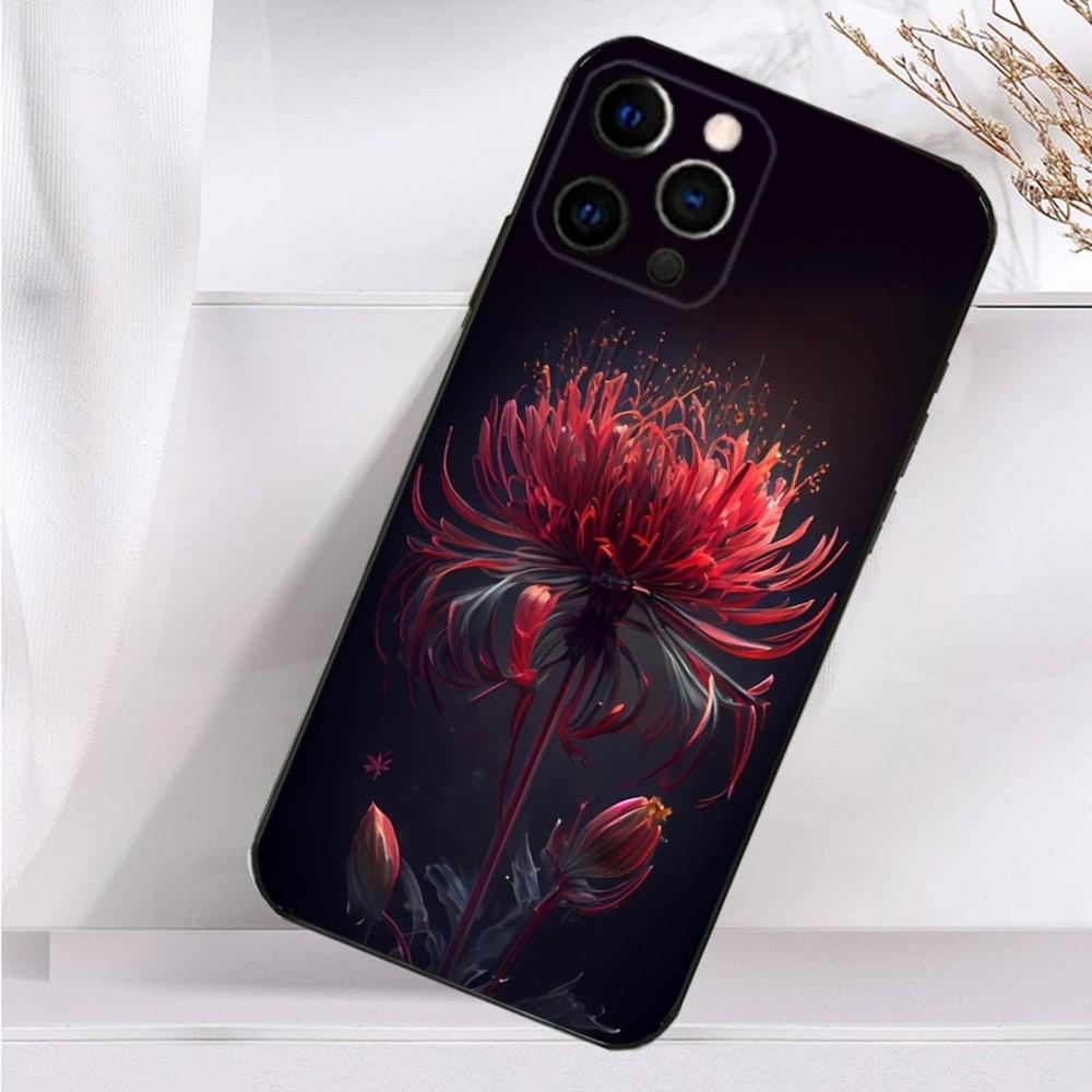Rote Spinnenlilie Handyhülle Für iPhone 16,15,14,13,12,11 Plus,Pro Max,XS,X,XR,SE,Mini,8,7 Weiche Silikon Schwarze Hülle