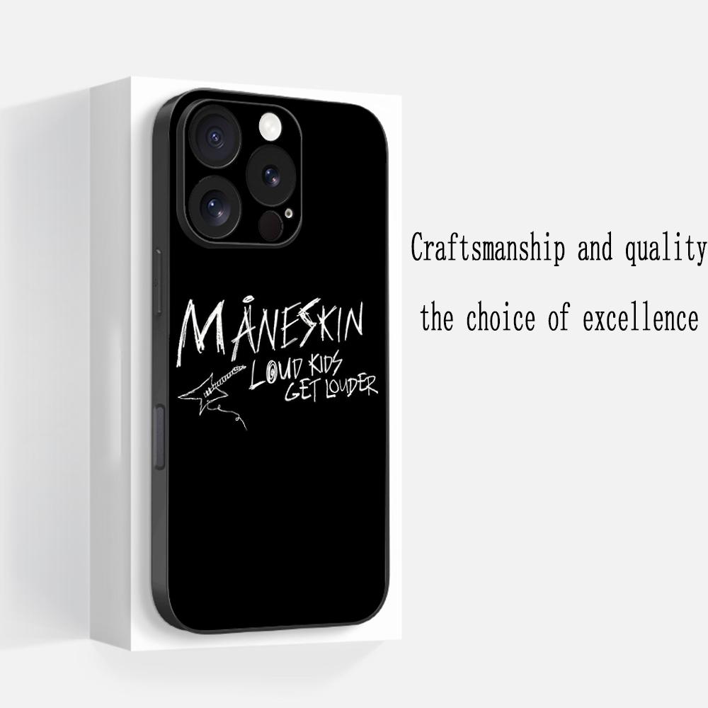 Maneskin Cool Band Pattern Design Phone Case For iPhone 16 16e 15 14 13 12 11 Plus Mini Pro Max Soft Black Shockproof Cover