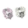 Unisex Adjustable Crucifix Ring With Synthetic Pearls And Pink Crystal Titaniums Steel Meaningful Couple Gift