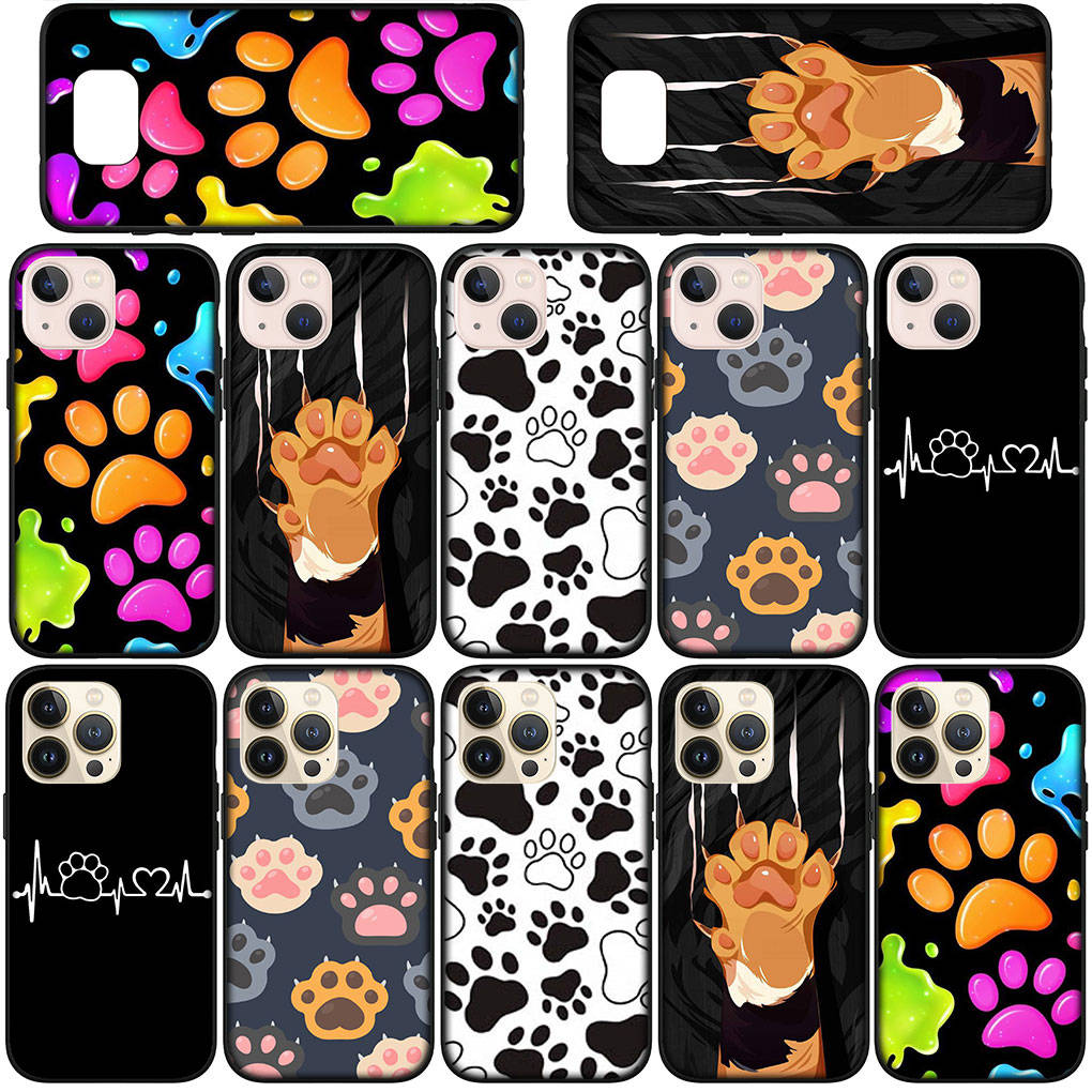 Phone Case for Samsung Galaxy S24 S23 iPhone 15 14 Xiaomi Redmi Note 13 12 11 8 10 9 Pro Max Plus X XR OPPO A15 Huawei Cute Dog Paw Cat Cover