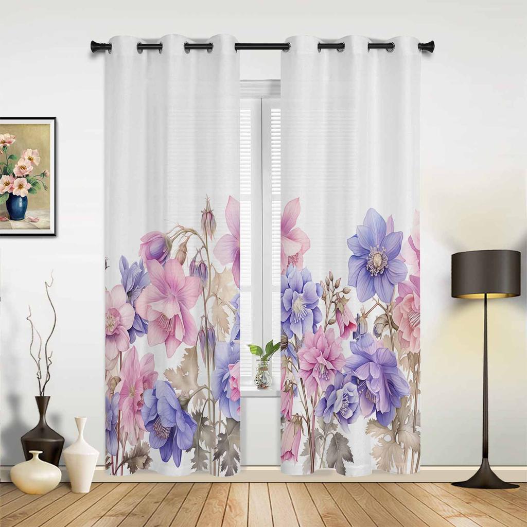 Spring Flower Watercolor Countryside Window Curtains for Living Room Luxury Bedroom Curtain Kitchen Blinds Drapes Curtains