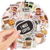 50 Pieces Kawaii Cute Cartoon Coffee Stickers DIY Toy Gift Decorative Graffiti Decal For Phone Luggage Laptop Bottles Scrapbook Waterproof