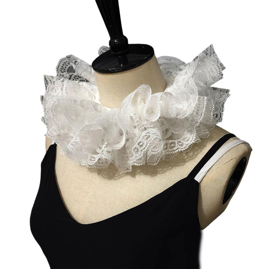 Baroque Style Detachable Lace Ruff Neckwear Comfortable Neckpiece Collar For Historical Reenactment And Cosplay