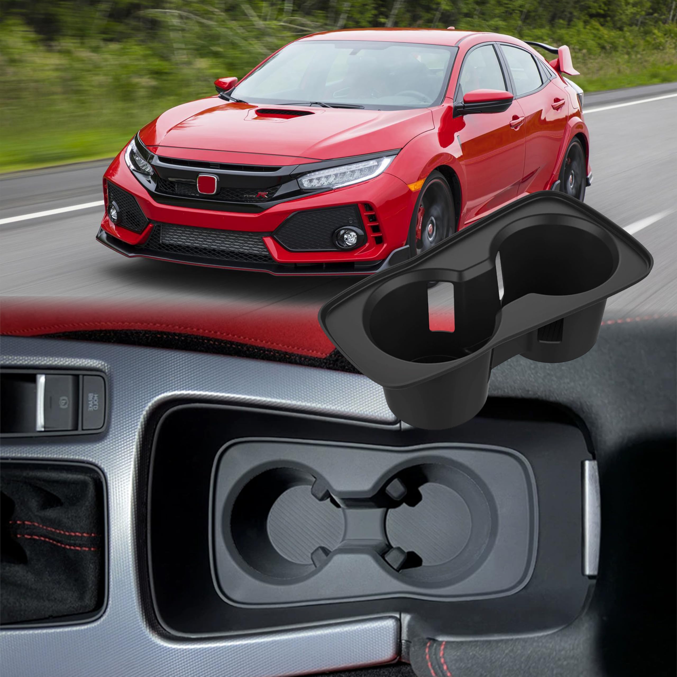 

For Civic Type r fl5 Center Console Silicone Cup Cover Dling Holder Rear