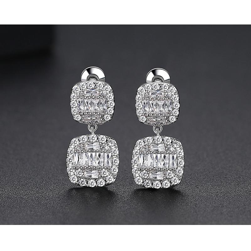 CMM Classic White Gold Color Cubic Zirconia Small Drop Earrings