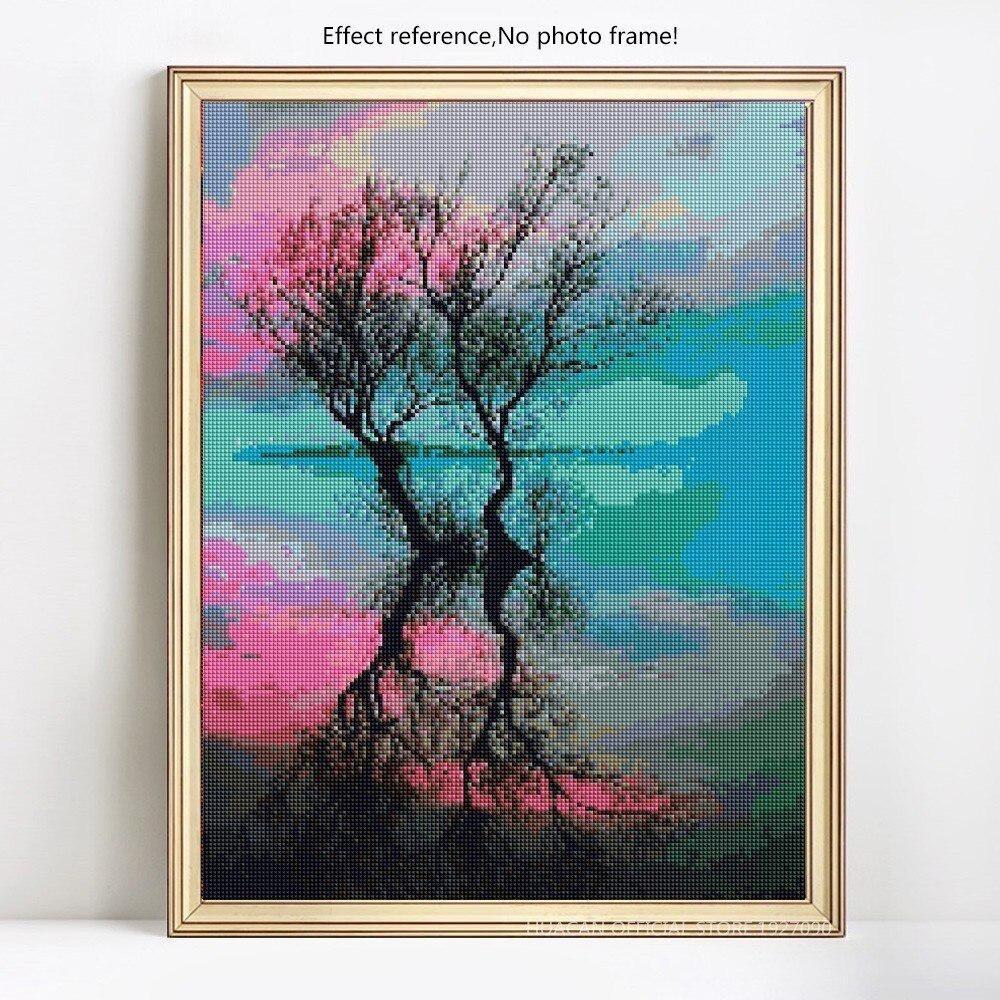 

5D Алмазная живопись Пейзаж Полный круглый Алмаз Вышивка Дерево 5D DIY Мозаика Картина 20X30CM