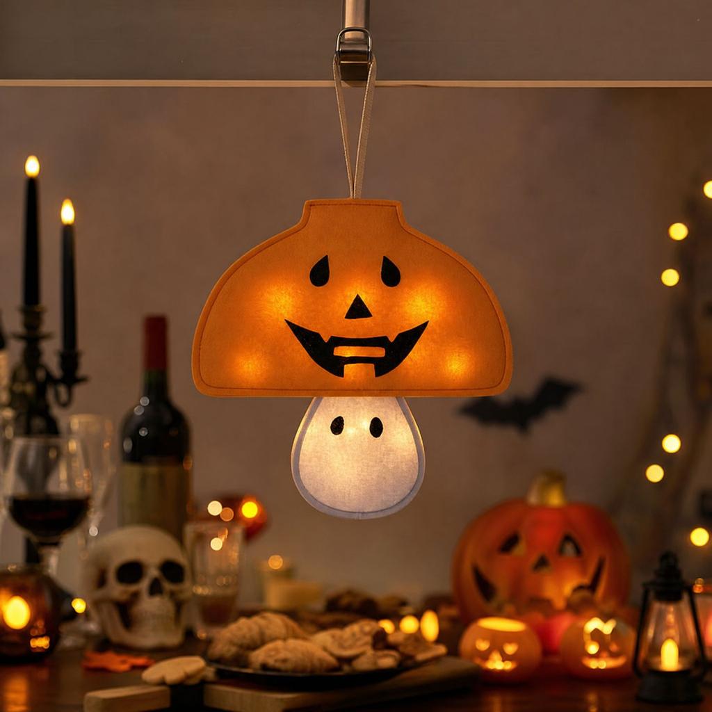 Halloween Light-Up Pumpkin Hanging Decoration with Glowing Effects for Door Window Display Party Prop