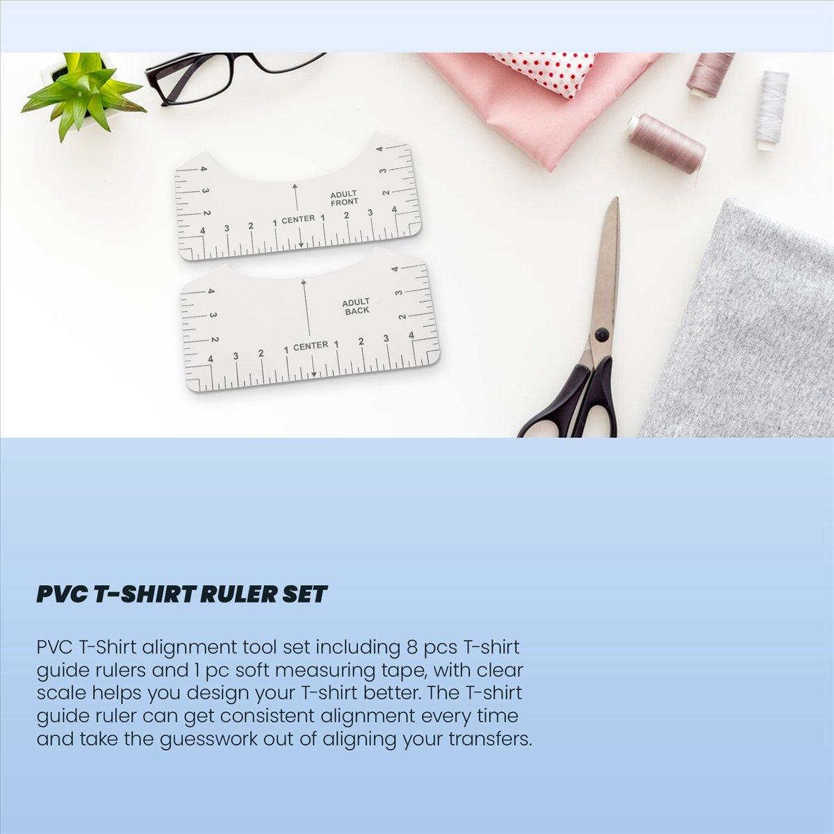 

2025+ 9 PCS T-Shirt Alignment Tool, T-Shirt Guide Ruler for Designing Clothing, PVC Back and Front Aligned T-Shirt Rulers China Mainland
