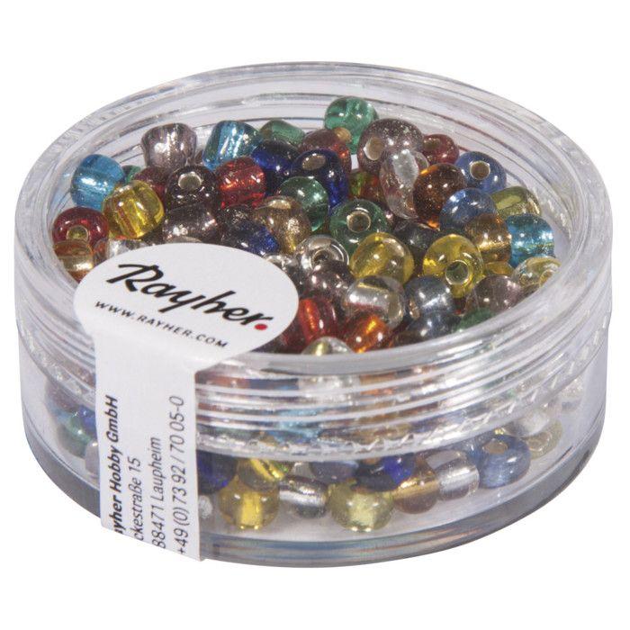 Seed Beads with Silver Trim, 4 Mm, Assorted, Not Washable, 17 G Box