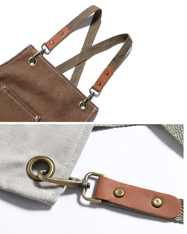 Ziska Apron, Simple and Stylish, Perfect for Camping, Gardening, Kitchen, Barista, Hairdresser, Artisan, Salon, Multi-functional Pockets,