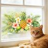 Tropical Pineapple Flower Static Cling Wall Sticker No Residue for Kitchen Decor